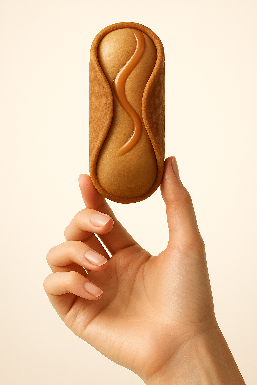 Hand holding a Cannolo Ice caramel flavor